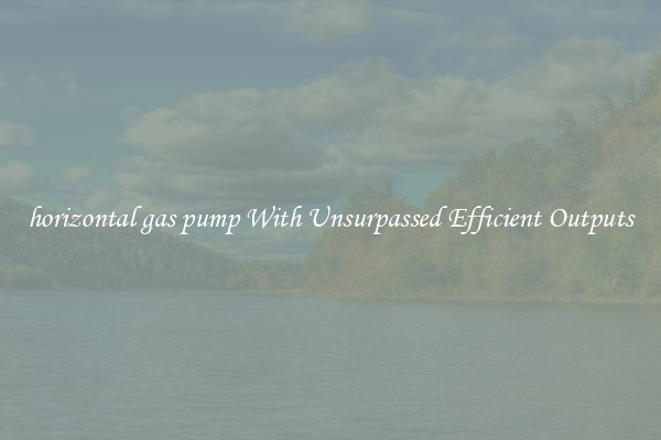 horizontal gas pump With Unsurpassed Efficient Outputs